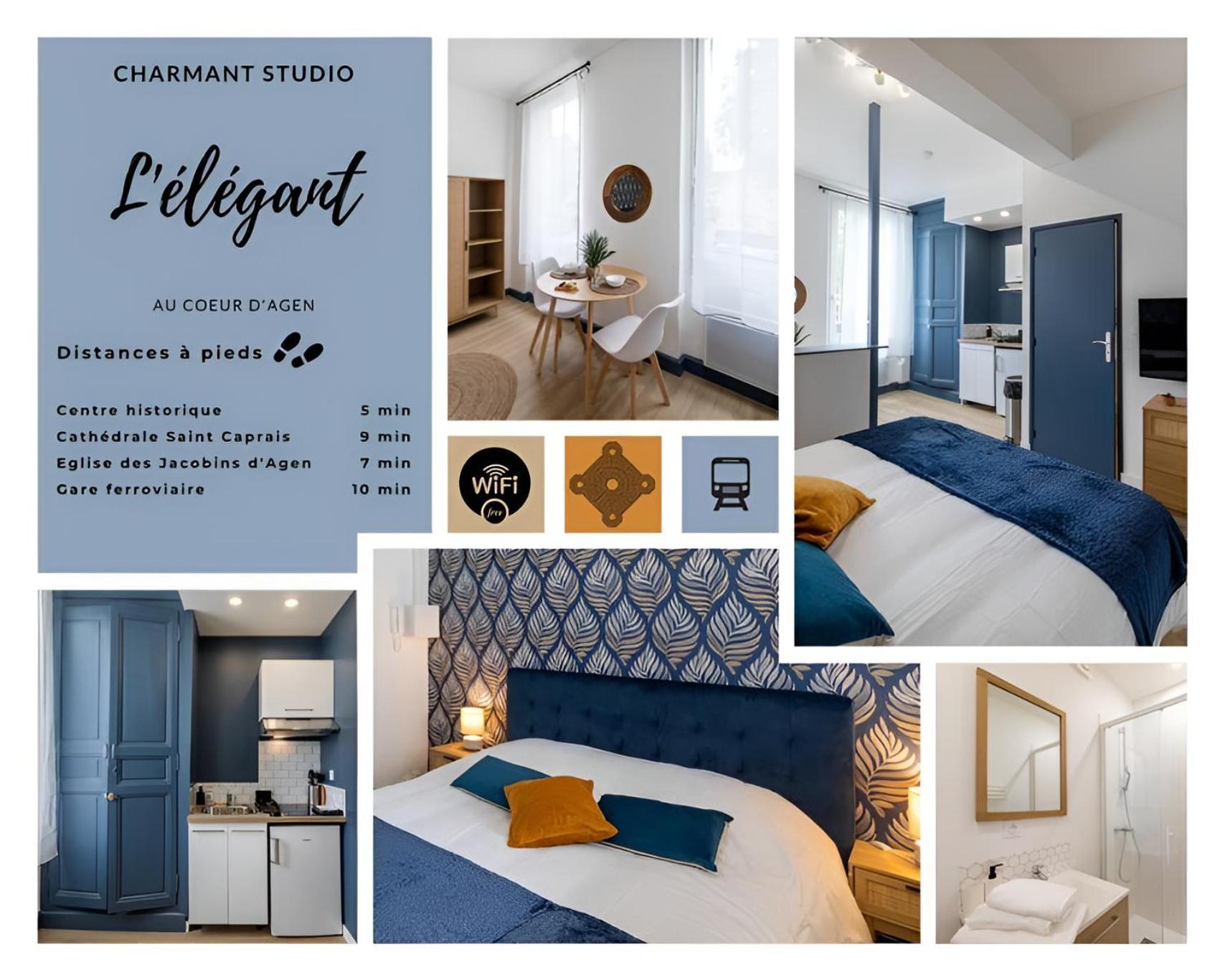 L'Elegant, Charmant Studio Hyper Centre Gare 800M 아쟁 외부 사진